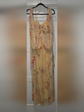 Birdy Grey Pale Yellow Rococo Floral Gown Large